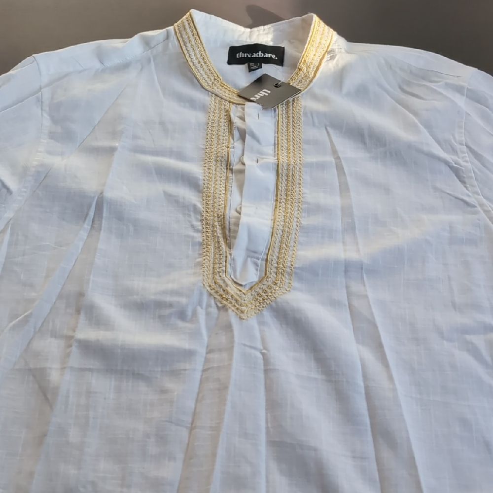 Threadbare NWT White Embroidered Shirt Tunic L Cotton